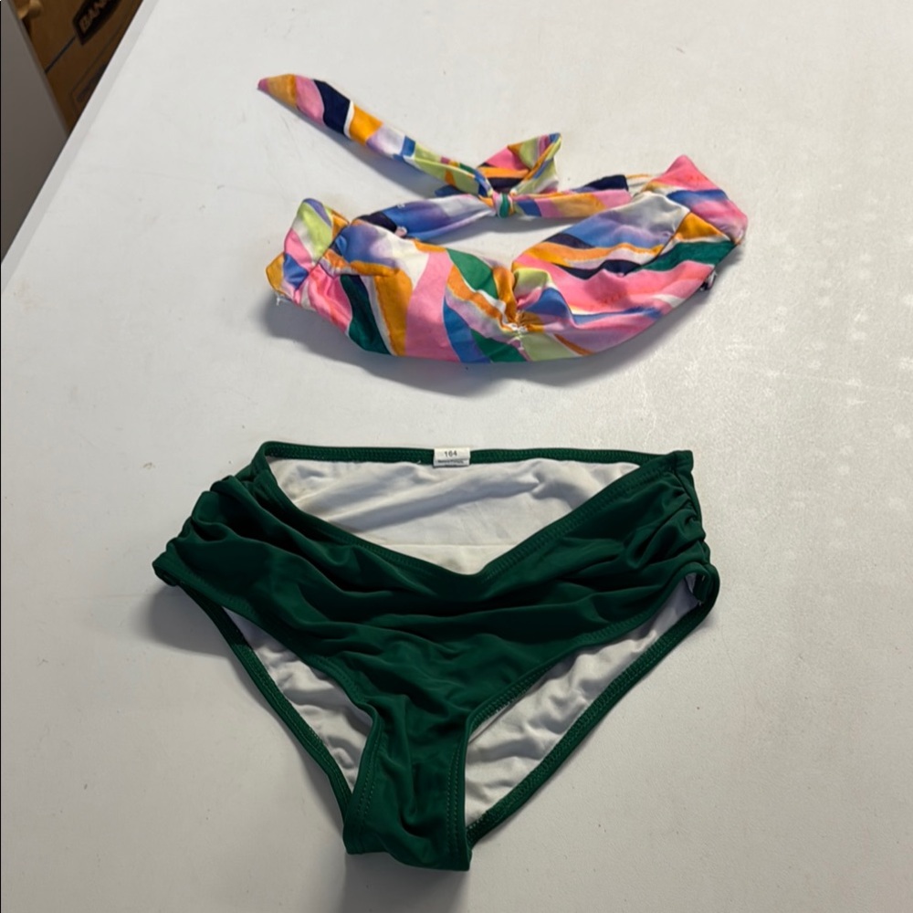 H&M Multicolor Bikini Top & Green Bottoms
